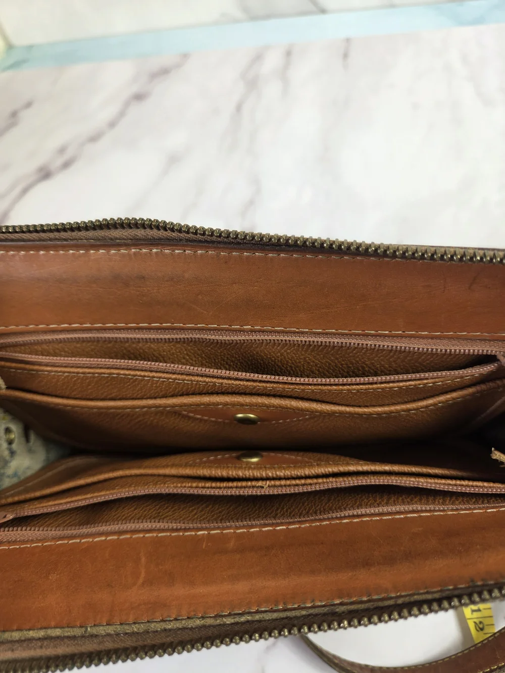 Dooney & Bourke All Weather Green and Brown Leather Messenger Crossbody